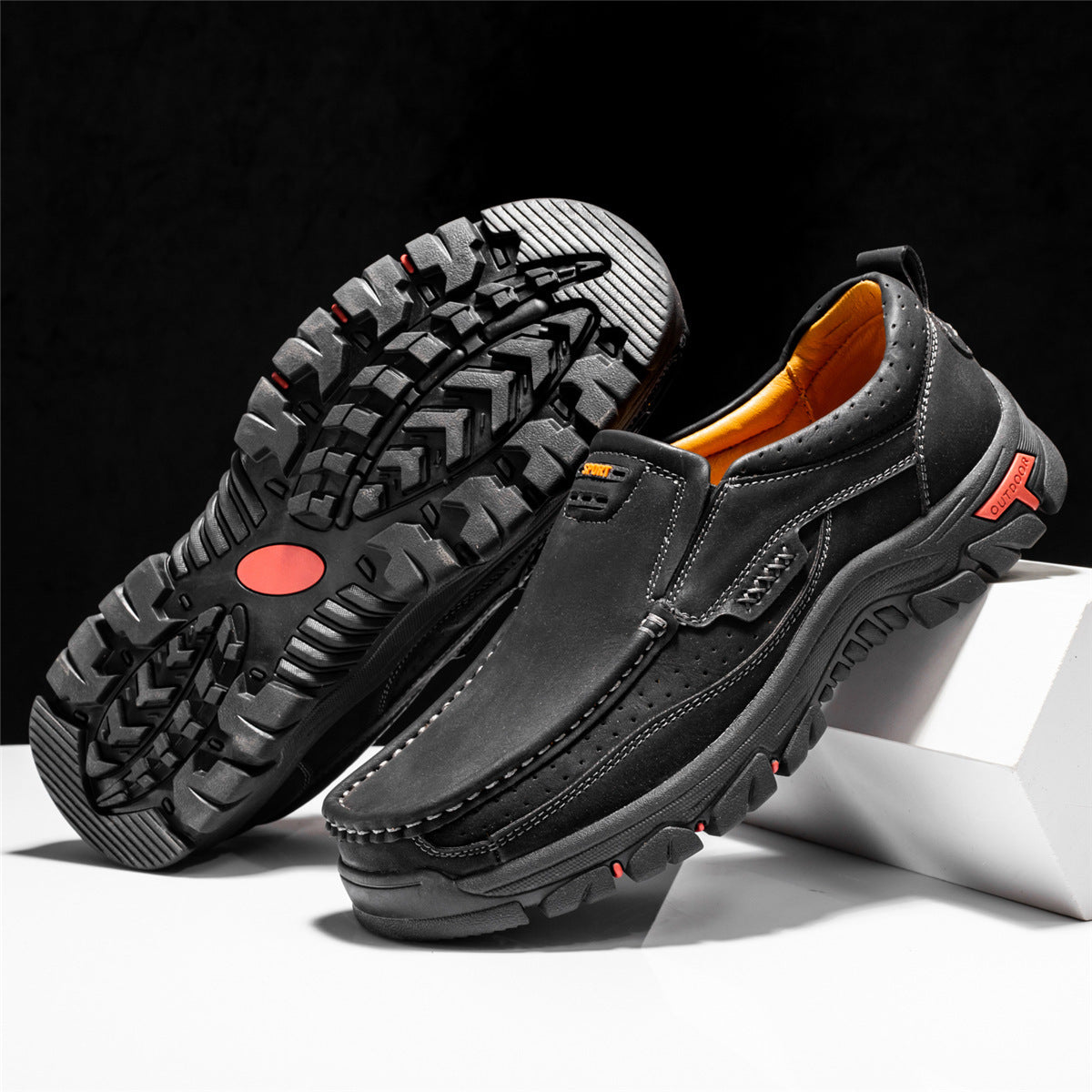 Men's Non-slip Walking Leather Lightweight Breathable Casual Loafers