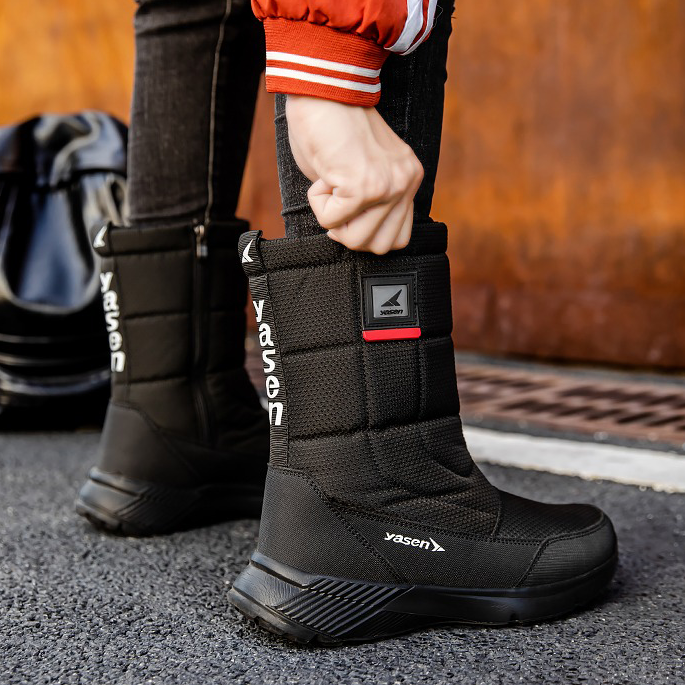 (Limited Time Sale 49%off)Unisex Snow Boots Thick Leather Platform Fur Lined Warm Mid-Calf Boots Waterproof Non-slip Winter Boots(2024Warmth upgrade)