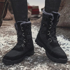 HOT SALE-Men's Genuine Leather Comfortable Snow Boots Warm Boots Combat Boots