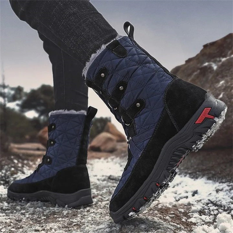 HOT SALE-Men's Genuine Leather Comfortable Snow Boots Warm Boots Combat Boots