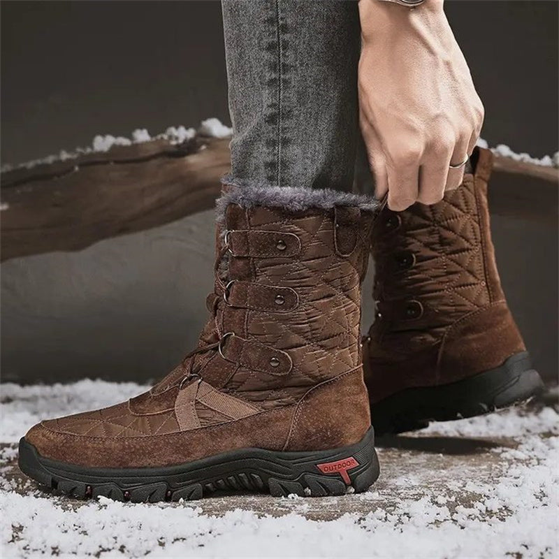 HOT SALE-Men's Genuine Leather Comfortable Snow Boots Warm Boots Combat Boots