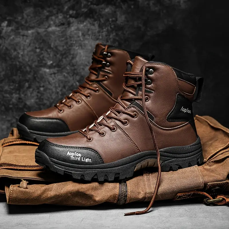 (⏰Limited Time 70% Off Event) Men's Waterproof Non-slip Anti-puncture Hiking Boots Ankle Support Wide Toe Arch Support Orthopedic Work Boots