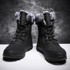 (Limited Time Sale 49%off)Men's Winter Warm Thick Leather Platform Fur Lined Snow Boots Waterproof Non-slip Wear-resistant Winter Boots