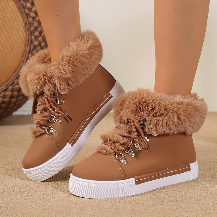 Women's Winter Thick Wool Lace-up Warm Boots