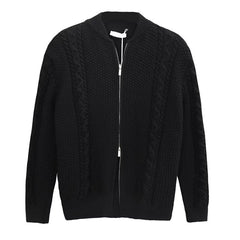 Men's Solid Color Leisure Long Sleeved Knit Sweater Cardigan